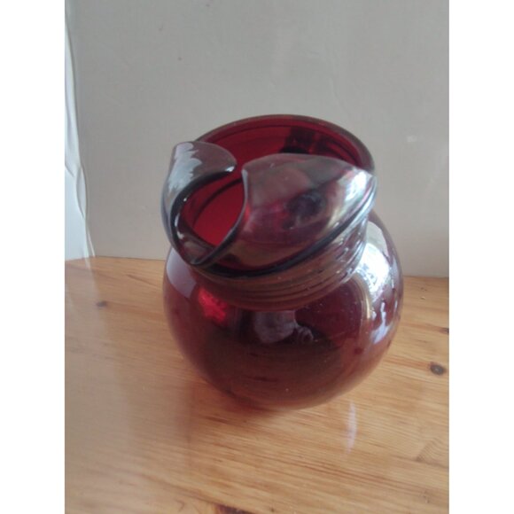 Vintage Anchor Hocking Royal Ruby Red Depression Glass Pitcher Mid Century 4 Cup - Picture 3 of 9